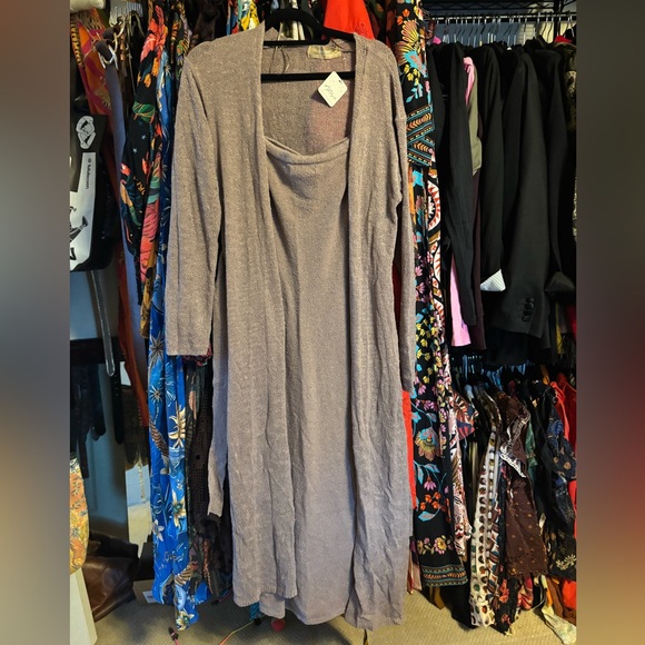 Free People Lottie Solid Sweater Dress Set in Mushroom Woods NWT Sz S - Picture 3 of 4